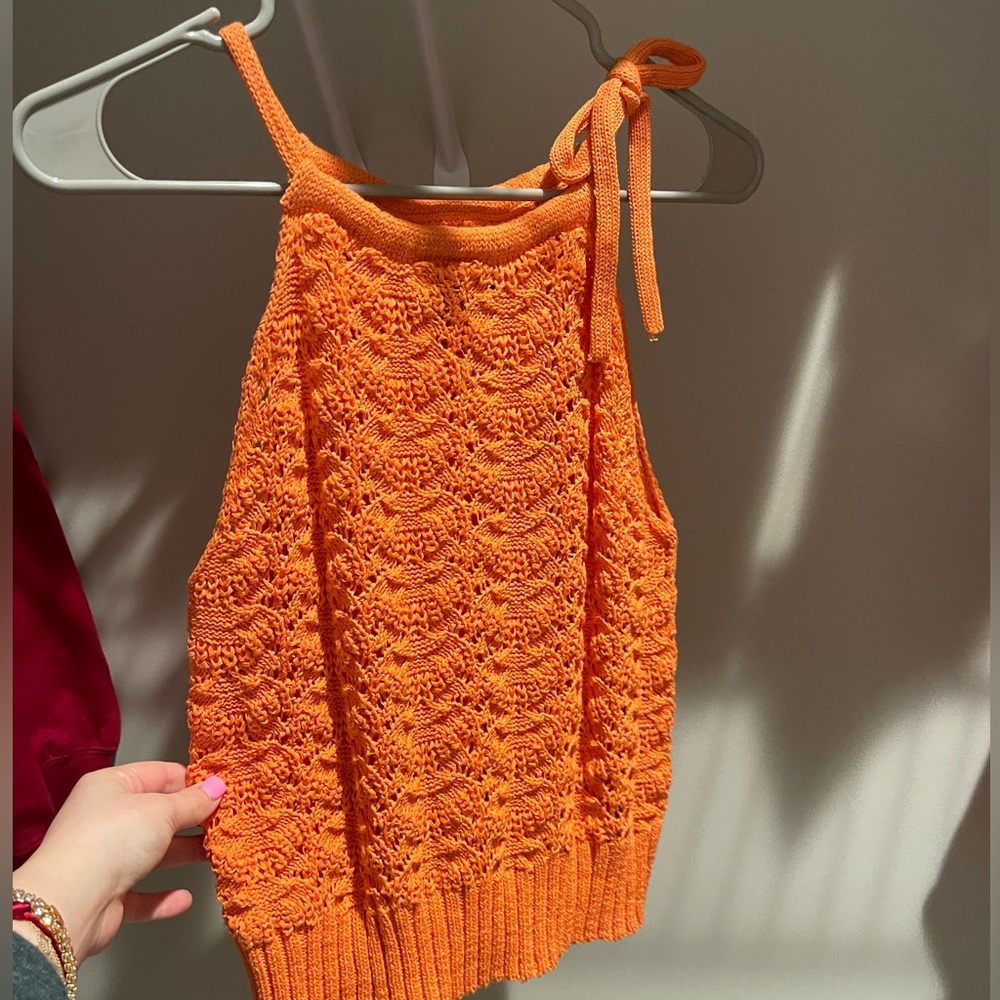 Central Park West Orange Knit Tank Top